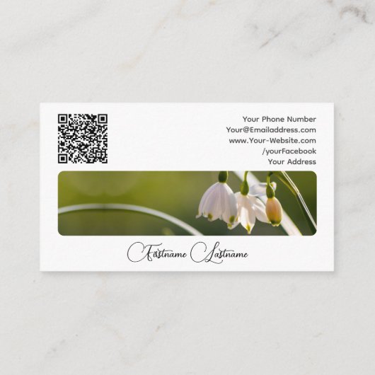 Elegant bloemenbloem bloesem kalligrafie QR-code Visitekaartje (Achterkant)