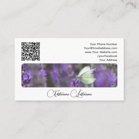 Elegant bloemenbloem bloesem kalligrafie QR-code Visitekaartje (Achterkant)