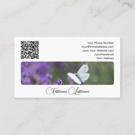 Elegant bloemenbloem bloesem kalligrafie QR-code Visitekaartje (Achterkant)
