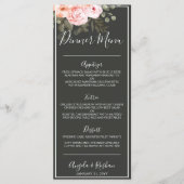 Elegant bloemenblush roze botanisch modern diner menu (Voorkant)