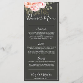 Elegant bloemenblush roze botanisch modern diner menu