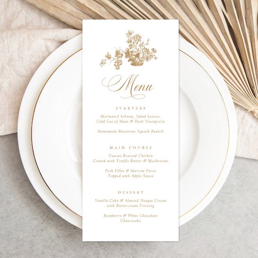  Elegant Bloemenboeket in een Mand Bruiloft Menu