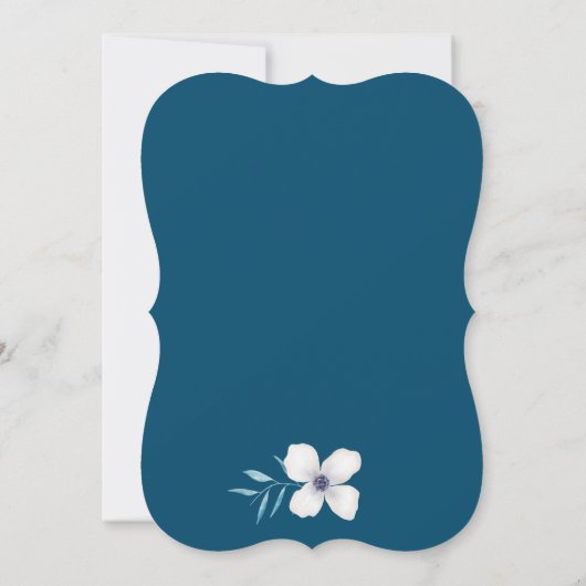 Elegant bloemenboeket oceaanblauw vrijgezellenfees kaart (Achterkant)