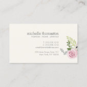 Elegant bloemenboeket op ivoor Visitekaartje (Achterkant)