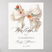 Elegant Bloemenboog Baby shower Welkom Poster (Voorkant)