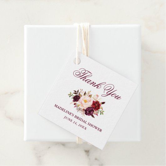 Elegant bloemenbordeaux Vrijgezellenfeest Bedankjes Labels (In situ)