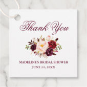 Elegant bloemenbordeaux Vrijgezellenfeest Bedankjes Labels (Voorkant)