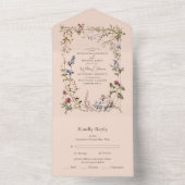 Elegant bloemenbruiloft all in one uitnodiging (Binnen)
