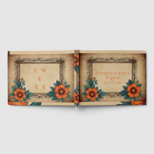 Elegant  bloemenbruiloft gastenboek (Volledig)
