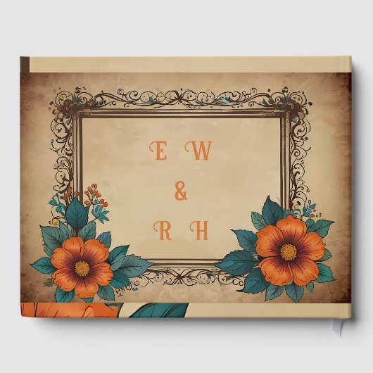 Elegant  bloemenbruiloft gastenboek (Achterkant)