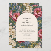 Elegant bloemenbruiloft kaart (Voorkant / Achterkant)