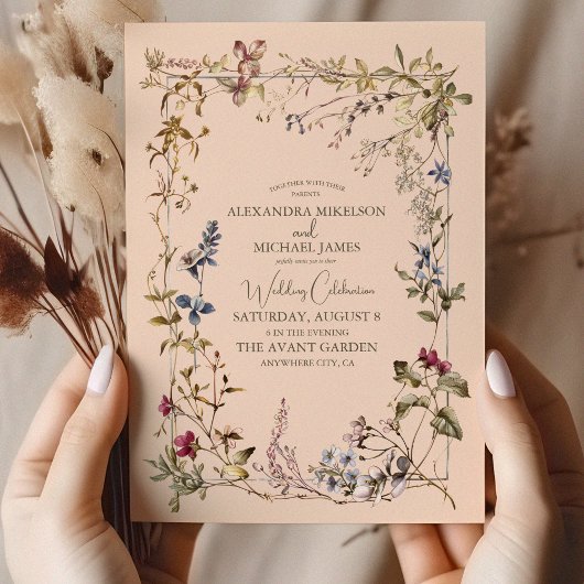 Elegant bloemenbruiloft kaart