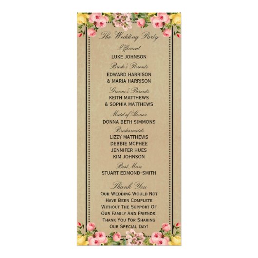 Elegant bloemenbruiloft programma (Achterkant)