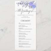 Elegant  bloemenbruiloft programma programmakaart (Voorkant)