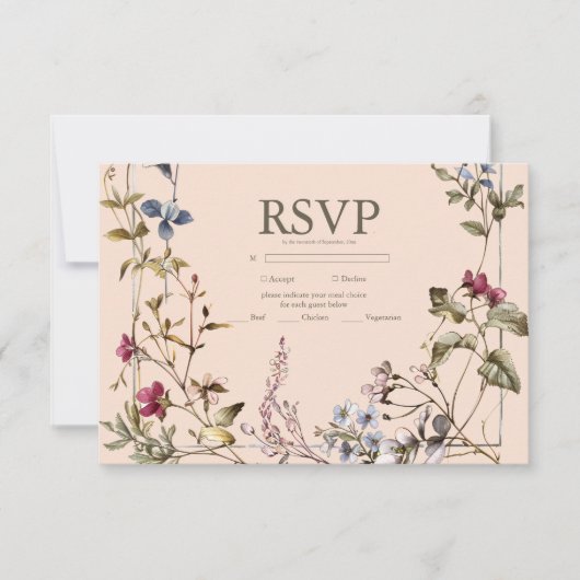 Elegant  bloemenbruiloft RSVP kaartje (Voorkant)