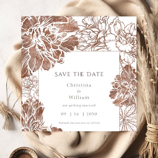 Elegant bloemenbruiloft save the date