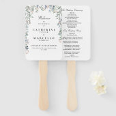 Elegant Bloemencascade Trouwprogramma Handwaaier (Voorkant en achterkant)