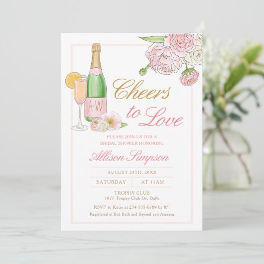 Elegant bloemenchampagne Vrijgezellenfeest Kaart (Staand voorkant)