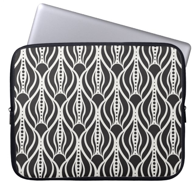 Elegant bloemendamast, naadloos art nouveau-patroo laptop sleeve (Voorkant)