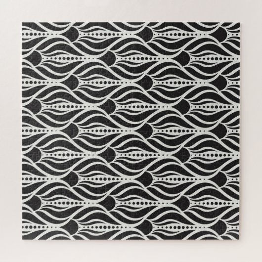 Elegant bloemendamast, naadloos art nouveau-patroo legpuzzel (Horizontaal)