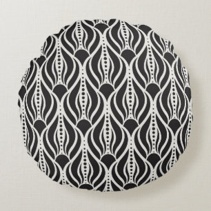 Elegant bloemendamast, naadloos art nouveau-patroo rond kussen