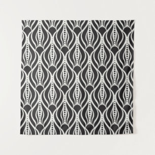 Elegant bloemendamast, naadloos art nouveau-patroo wandkleed