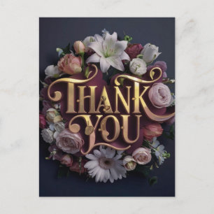 Elegant Bloemendank-je-design met gouden letters Briefkaart