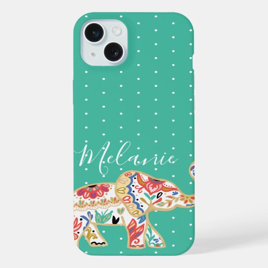 Elegant Bloemendecoratie Ornamentale Olifantpatroo iPhone Hoesje (Achterkant)