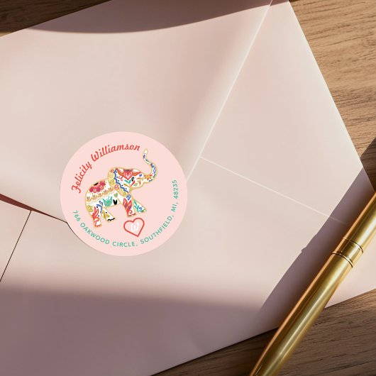 Elegant bloemendecoratief  olifantadres ronde sticker