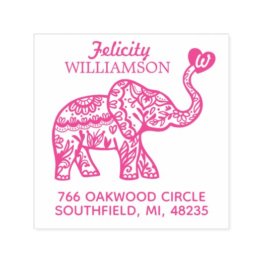 Elegant bloemendecoratief olifantenhart zelfinktende stempel (Design)