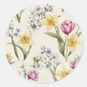 Elegant Bloemendesign – Botanische Kunstwerken Ronde Sticker (Voorkant)
