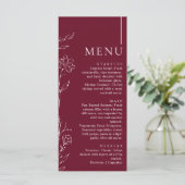 Elegant Bloemendesign Burgundy Formeel Trouwdinerm Menu (Staand voorkant)