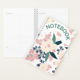 Elegant Bloemendesign – Marineblauw, Roze & Beige Planner