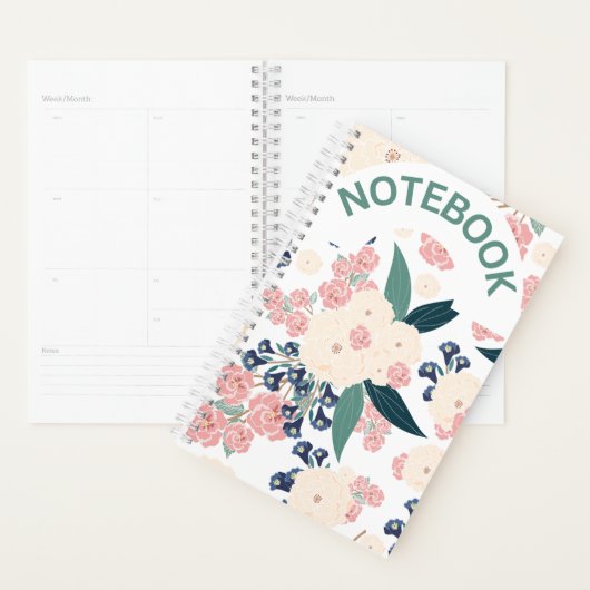 Elegant Bloemendesign – Marineblauw, Roze & Beige Planner (Display)