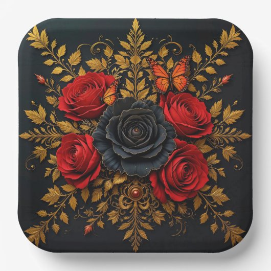 Elegant Bloemendesign Papieren Bordje (Voorkant)