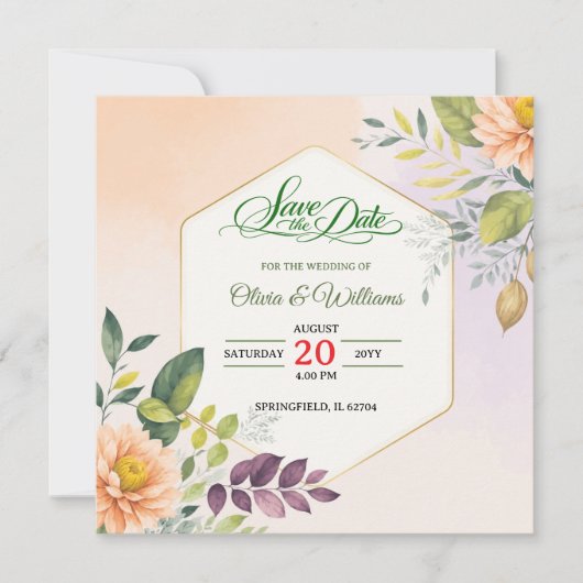 Elegant Bloemendesign  Save The Date (Voorkant)
