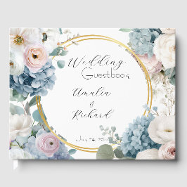 Elegant bloemendesign trouwgastenboek met personal gastenboek