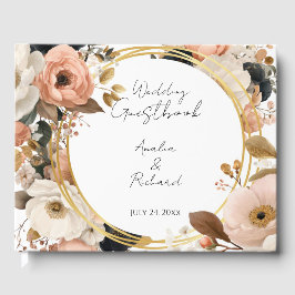 Elegant bloemendesign trouwgastenboek met personal gastenboek