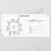 Elegant Bloemendesign Zwart en Wit Cadeaubon (Voorkant / Achterkant)