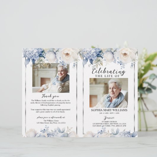 Elegant Bloemendienstprogramma | Orde van dienst (Staand voorkant)