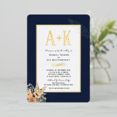 Elegant bloemendonkerblauw 5" x 7" Folie Uitnodigi Uitnodiging (Staand Voorkant)