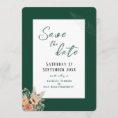 Elegant bloemendonkergroen Save the Date platte ka (Voorkant)