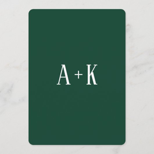 Elegant bloemendonkergroen Save the Date platte ka (Achterkant)