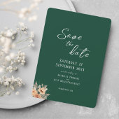 Elegant bloemendonkergroen Save the Date platte ka