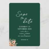 Elegant bloemendonkergroen Save the Date platte ka (Voorkant)