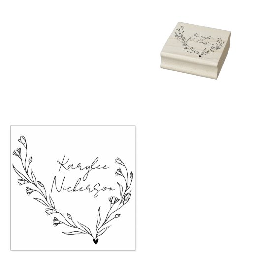 Elegant Bloemendoodle Schrift Rubberstempel (Gestempeld)