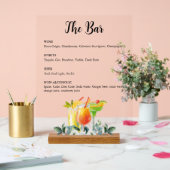 Elegant Bloemendranken Bar Menu Acryl Bord (Huwelijk)