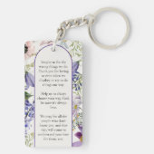 Elegant bloemengebed Paarse gedenksteen Sleutelhanger (achterkant)