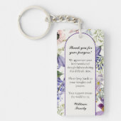 Elegant bloemengebed Paarse gedenksteen Sleutelhanger (Voorkant)