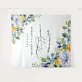 Elegant bloemengeel wit blauw welkom wandkleed (Voorkant (horizontaal))